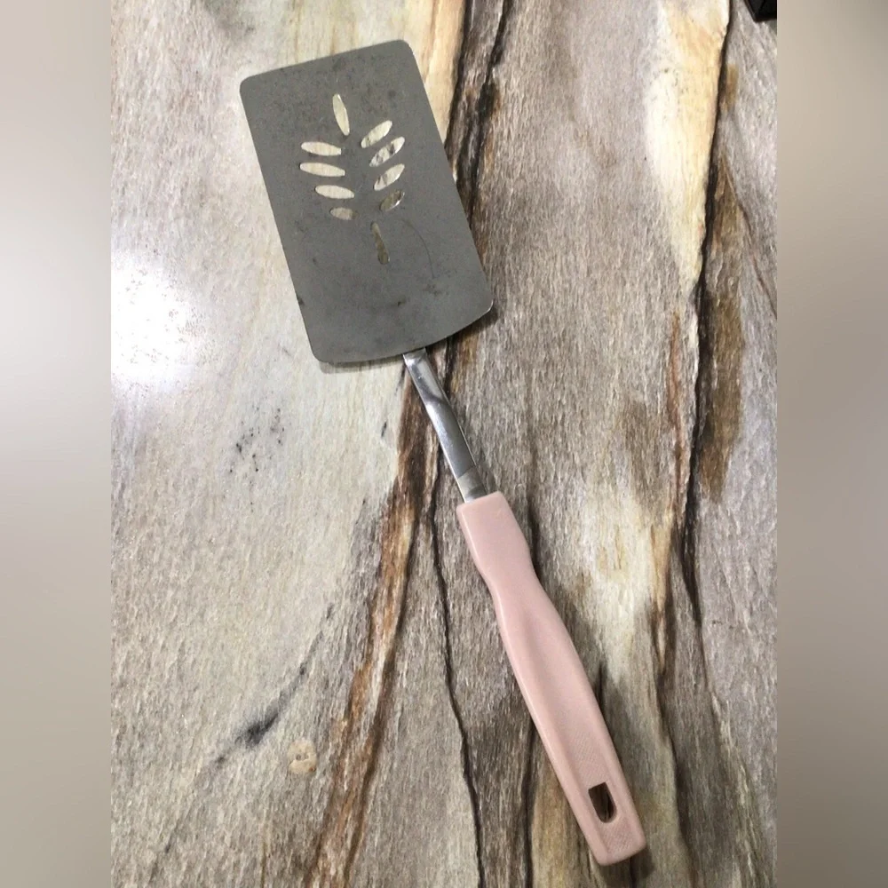 Vintage Korea Pink Slotted Spatula Turner Kitchen Utensil 11” Mauve Retro